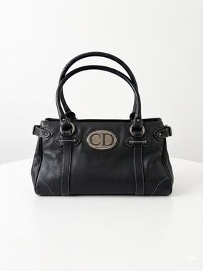 Dior Black Leather Satchel with CD Oval Plaque